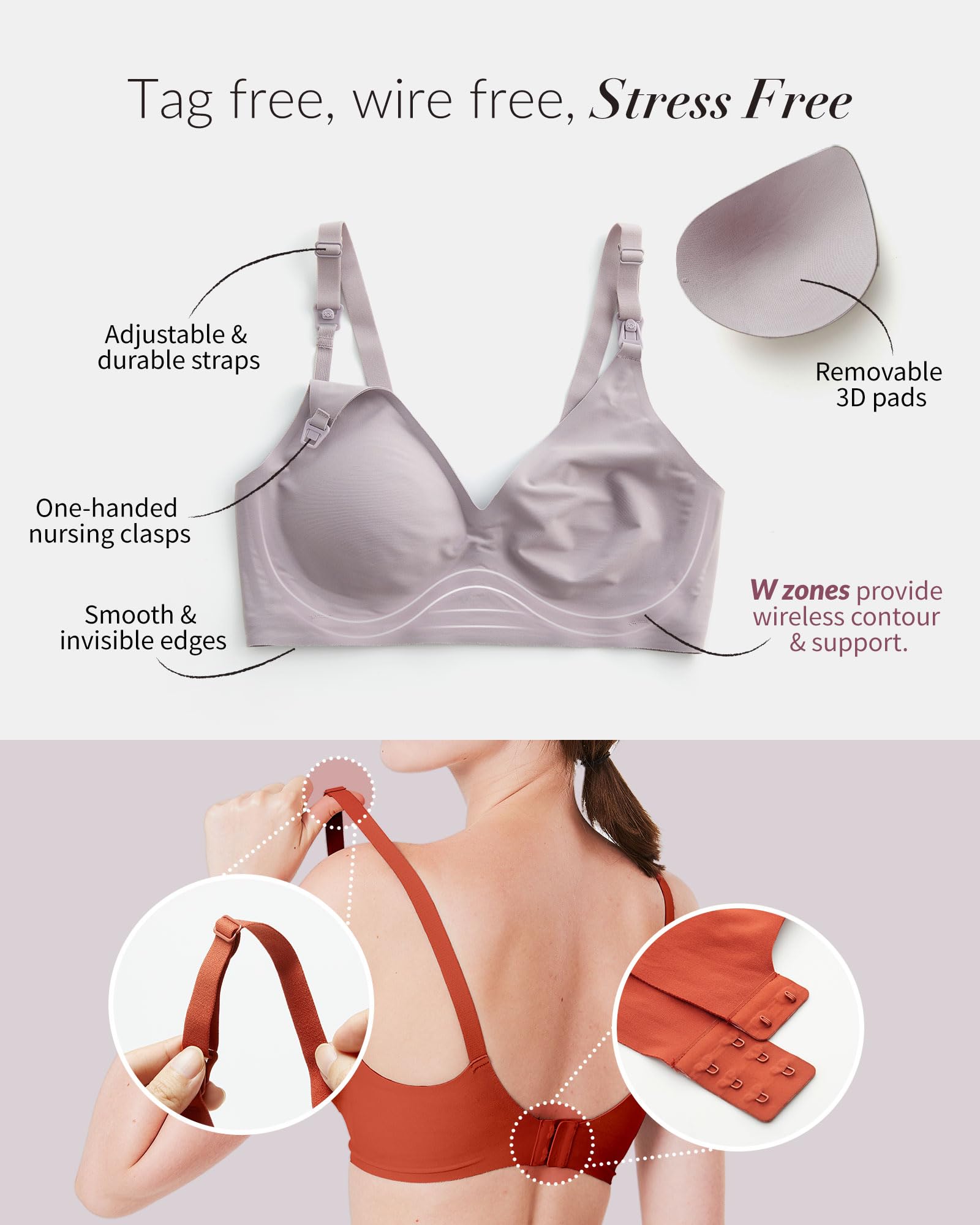 Mamaway Reggiseno senza ferretto setoso senza cuciture, liscio, rinfrescante, leggero, per allattamento al seno, gravidanza