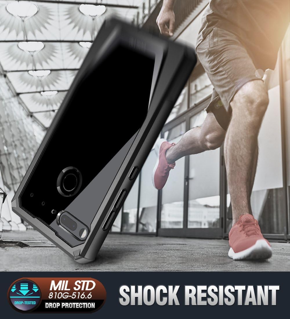 Essential Phone PH-1 Case, Poetic Guardian [Revised Version] [Scratch Resistant] [360 Degree Protection] Full-Body Rugged Clear Bumper Case with Built-in-Screen Protector for Essential PH-1 Black