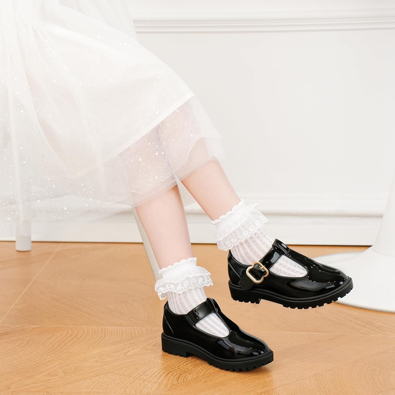 Girls Shoes School Mary Jane Uniform Dress Shoes Kids Loafers T-Strap Flats - Image 9