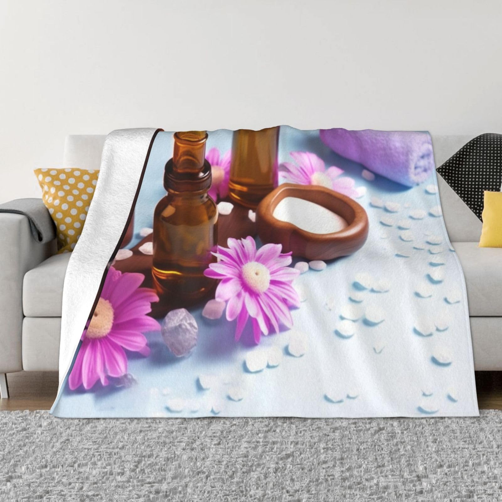 Couverture polaire imprimée flanelle légère 152,4 x 127 cm thermique pour lit