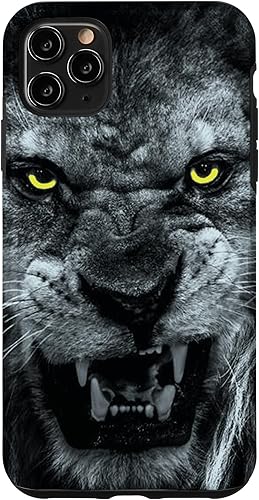 iPhone 11 Pro Max Angry Lion Face Graphic with Angry Yellow Eyes Case