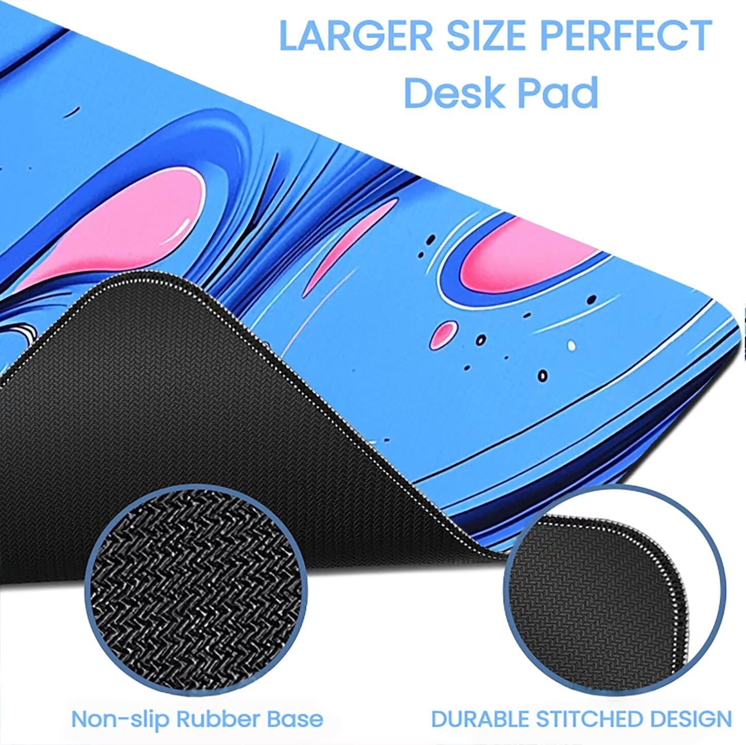 Lpfieonn Blau Großes Schreibtischunterlage, XXL Schreibtischunterlagen, Rosa XXL Wasserdicht Gaming Mousepad mit Vernähter Rand und Rutschfeste Gummibasis, für Laptop/Hause/Büro 120x60cm PF-1989