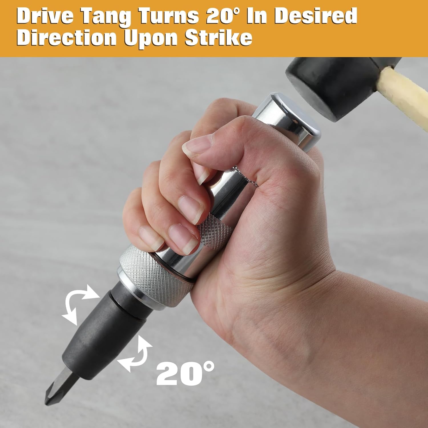 3/8 Inch Drive Manual Impact Driver Set Hand Impact Driver Extractor Tool, Reversible Hand Screwdriver Set, with Slotted and Phillips Screwdriver Bits, for Tighten/Rusted Fasteners