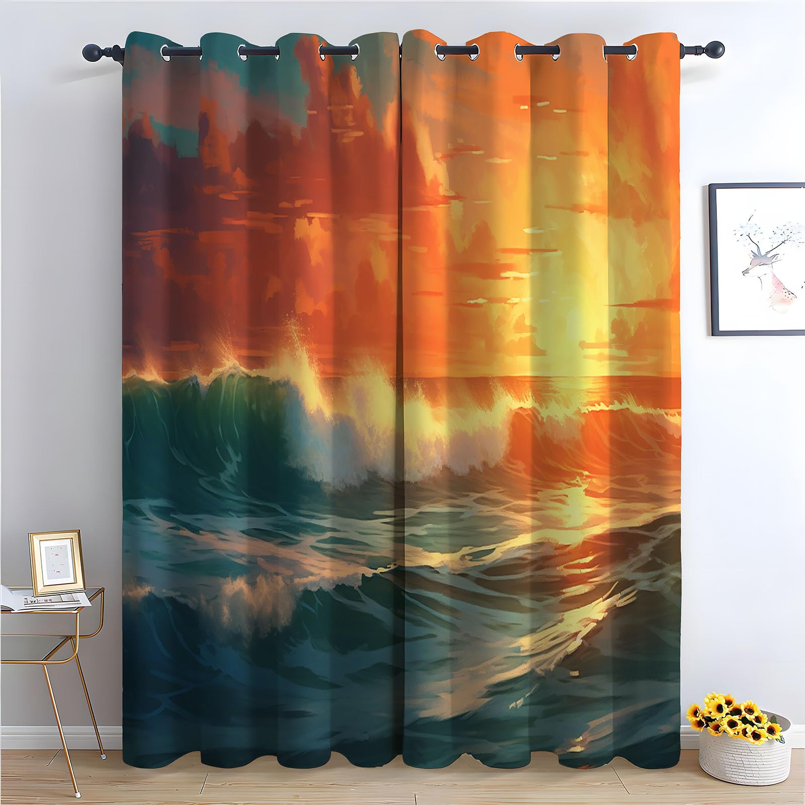 Rideaux motif botanique occultant visuel pour habiller un salon lumineux