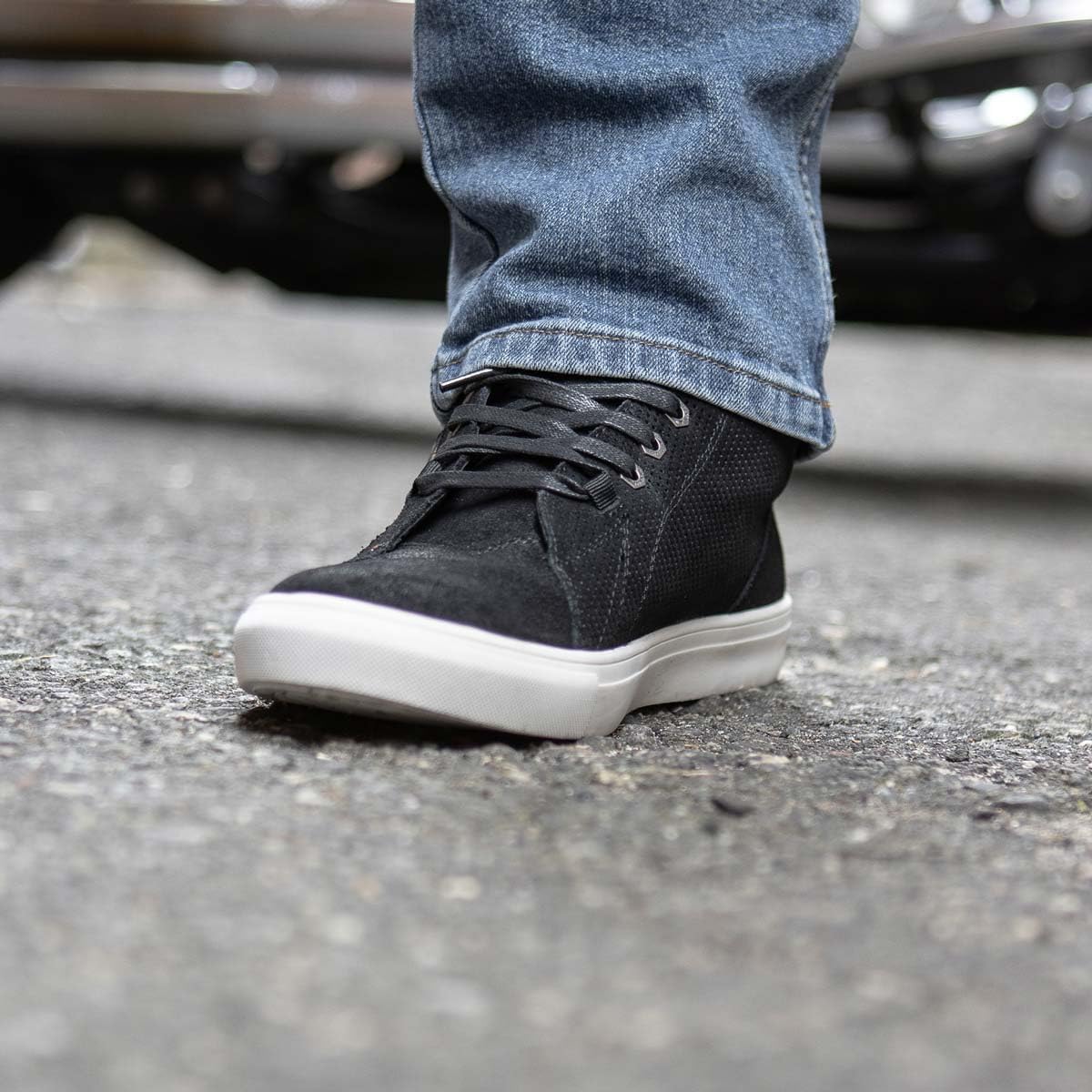Milwaukee Leather MBM9155 Men's Black Suede Leather Reinforced Street Riding Waterproof Shoes w/Ankle Support - 7