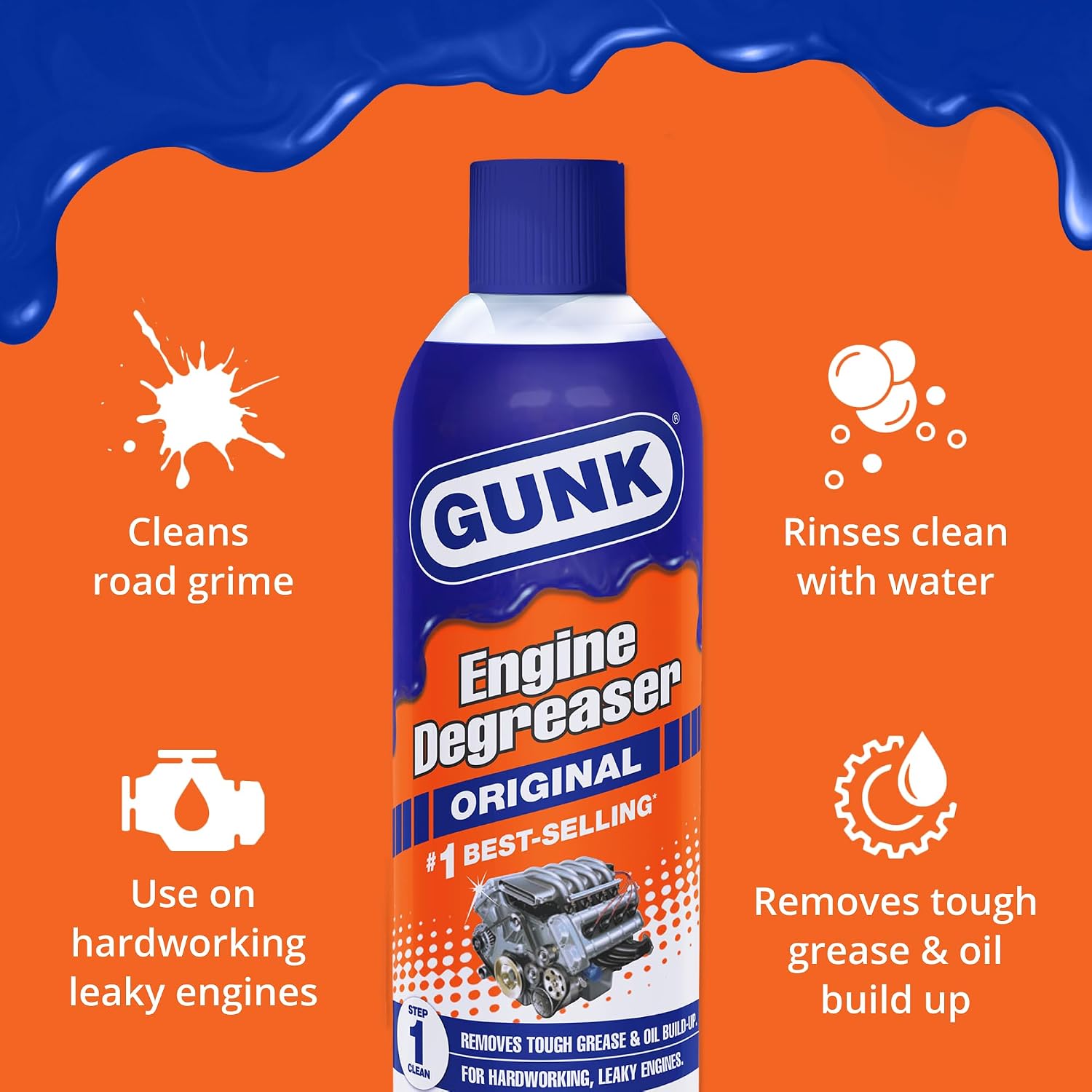 GUNK Engine Degreaser – Original Degreaser Cleaner Spray – Quickly Removes Tough photo 3