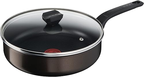 Tefal Easy Cook & Clean B5543202 - Sartén Nc de 9.4 in + tapa, apta para todas las fuentes de calor excepto inducción, revestimiento antiadherente,