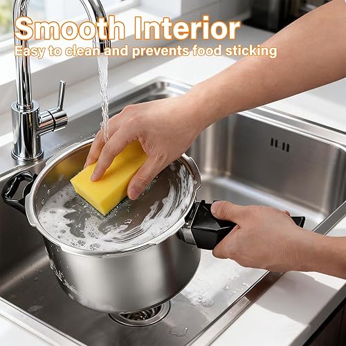 Miniatura 7 de DOITOOL Olla a presión de aluminio de 4.2 cuartos de galón, olla de cocción rápida, compatible con cocinas de inducción y estufas de gas, color