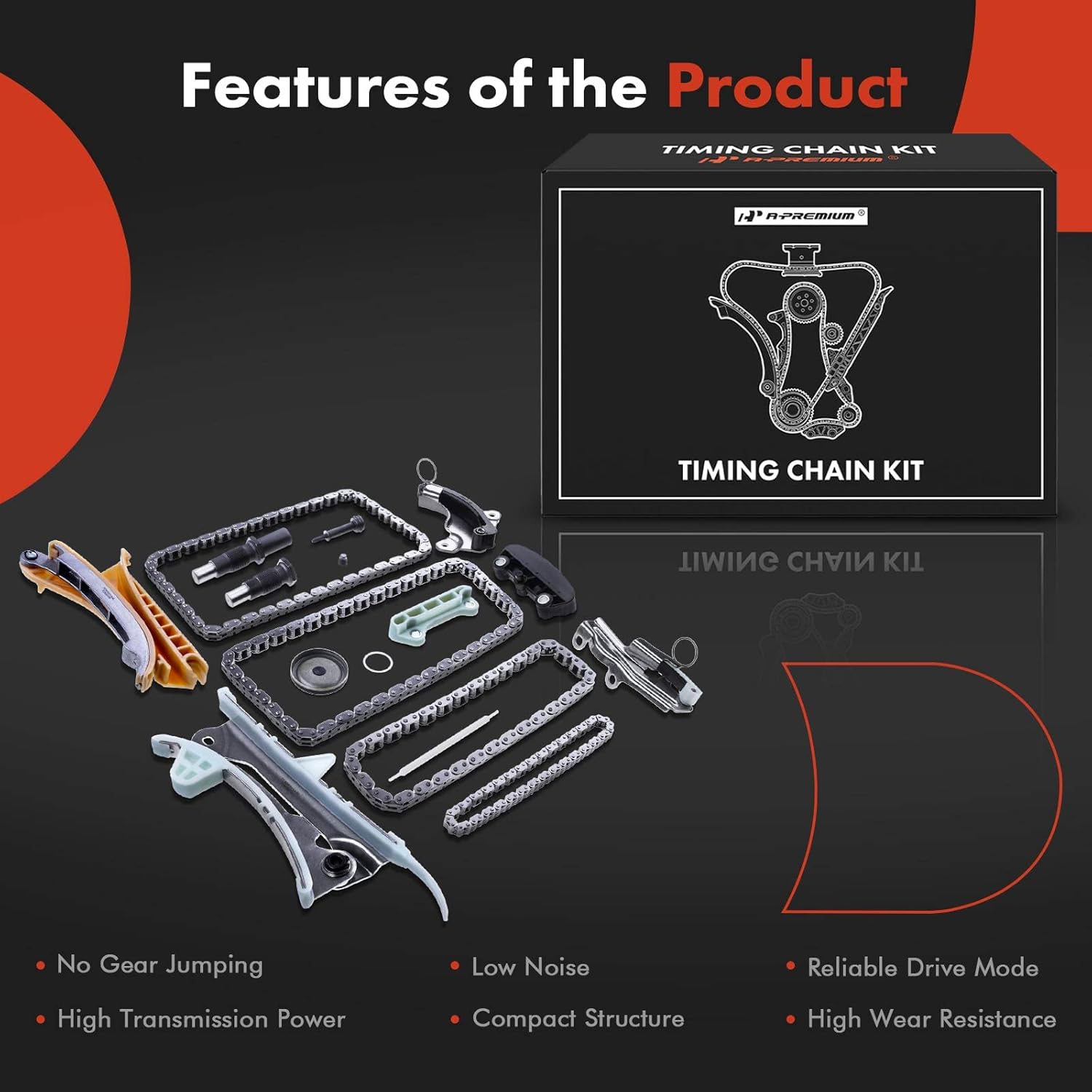 A-Premium Engine Timing Chain Kit W/Tensioner [fits SOHC, 6Cyl 4.0L] Compatible with Ford Explorer 97-10, Explorer Sport Trac, Mustang 05-10, Ranger & Mazda B4000 01-10 & Mercury Mountaineer 98-10