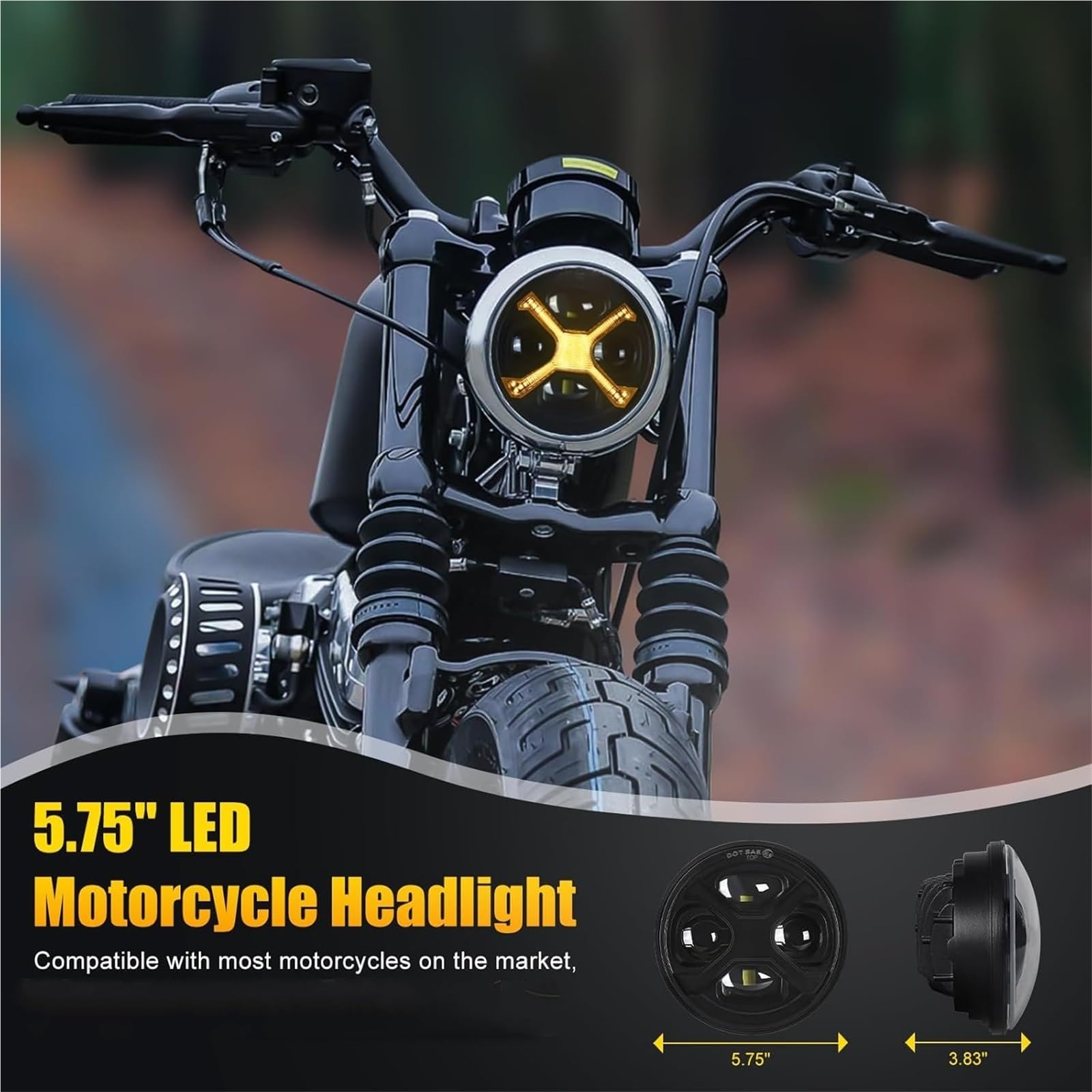 LED Fendinebbia Faro Per Motocicletta A LED Da 5-3/4 Da 5,75 Pollici Con Fari Rotondi DRL Ambra X Abbaglianti/Anabbaglianti Bianchi Faro Moto
