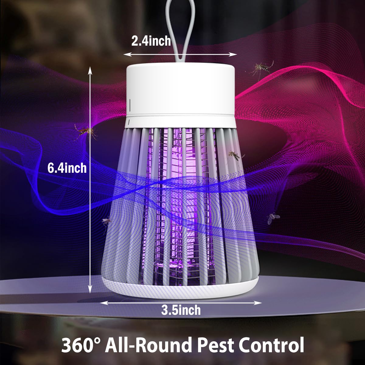 Rechargeable Hanging Mosquito Killer Lamp - Portable UV Insect Trap for Indoor/Outdoor, USB-Powered with Grid for Camping, Bedroom, Patio