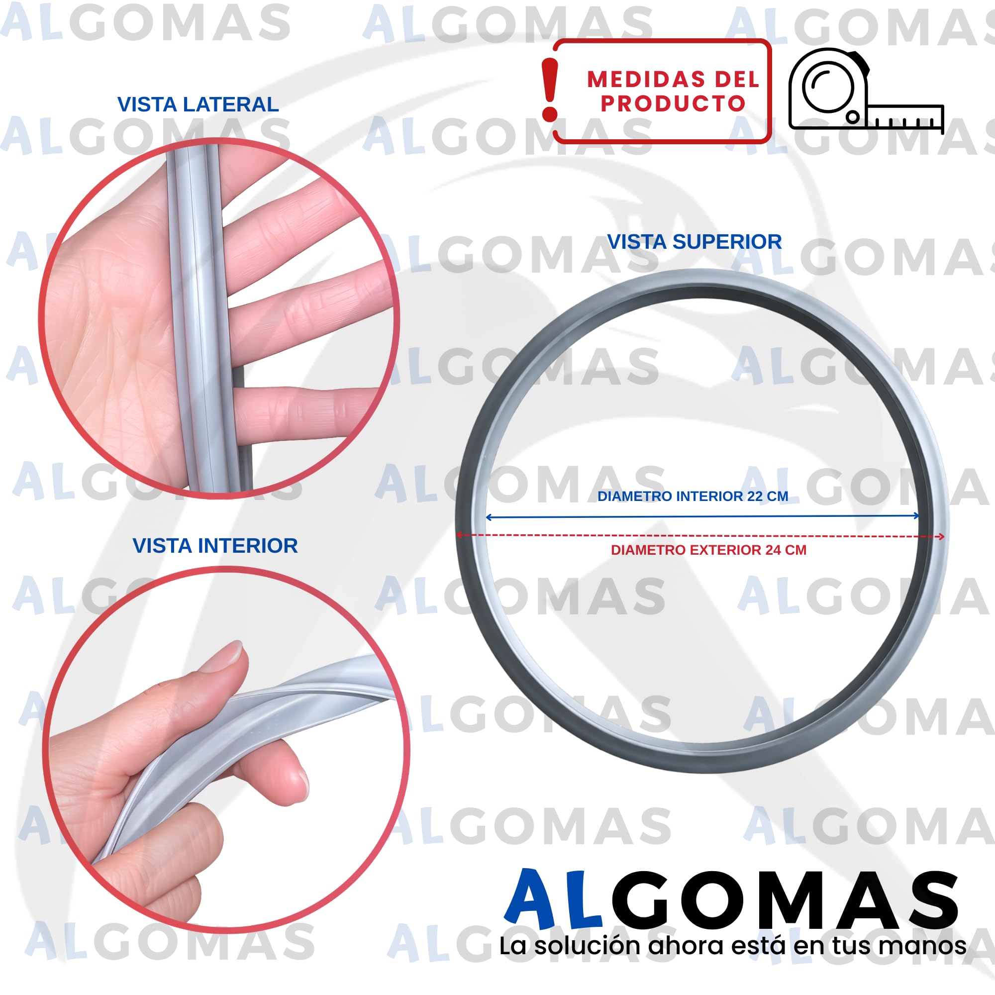 ALGOMAS® Junta Olla Express 22 cm | Compatible con Fagor | Silicona Resistente al Calor Libre BPA | Sellado Hermético y Ajuste Preciso | Repuesto FAG-009 para Olla a Presión (Paquete de 2) · imagen 3