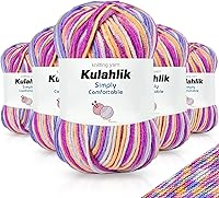 Vista 76 de 250g (5x50g) de hilo acrílico para crochet/tejido, hilo de gradiente de colores, 5 rollos de madejas, perfecto para cualquier proyecto de mini