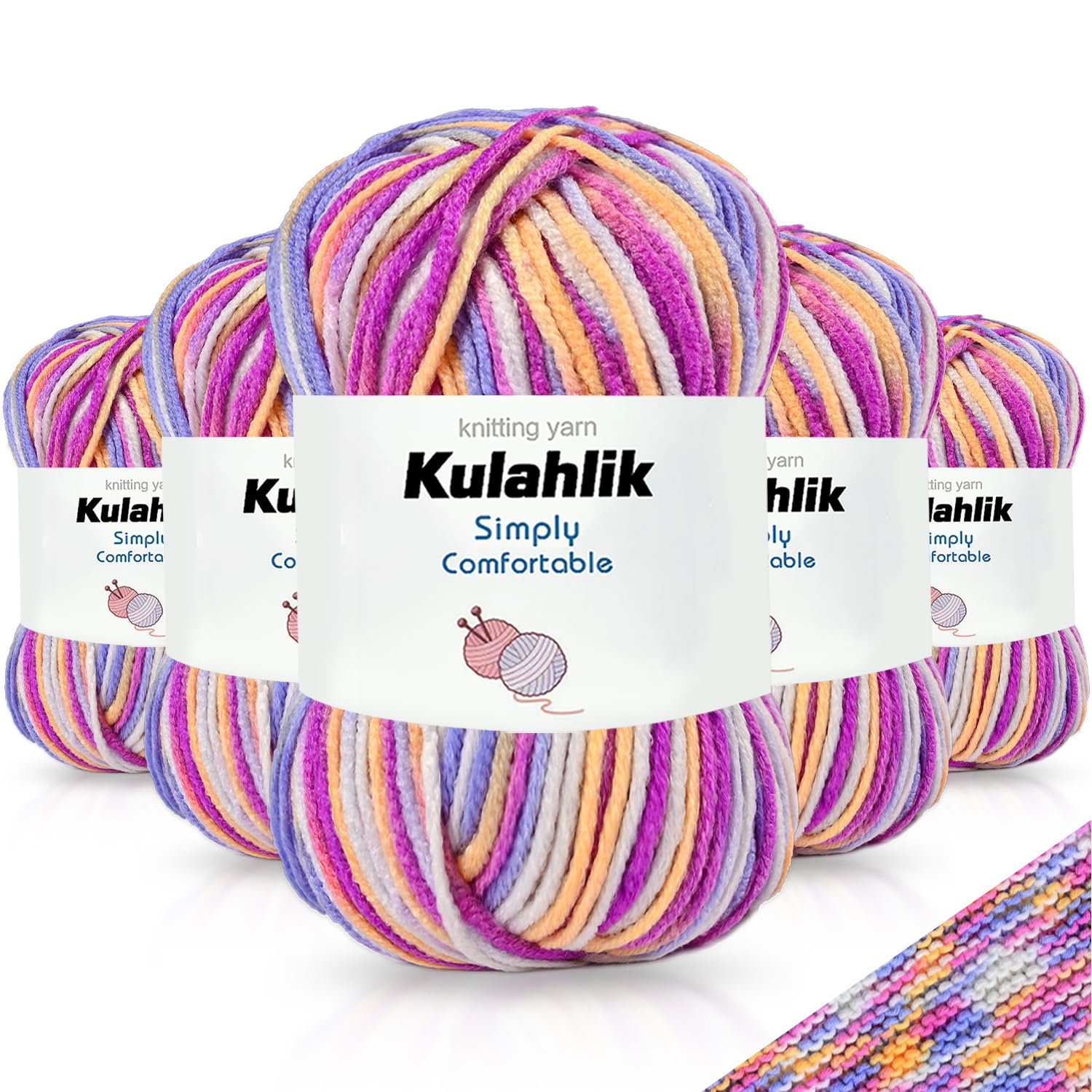 250g(5x50g) Acrylic Yarn for Crochet/Knitting, Colorful Gradient Yarn Thread, 5 Rolls Skeins, Perfect for Any Knitting Crochet and Crafts Mini Project — view 78