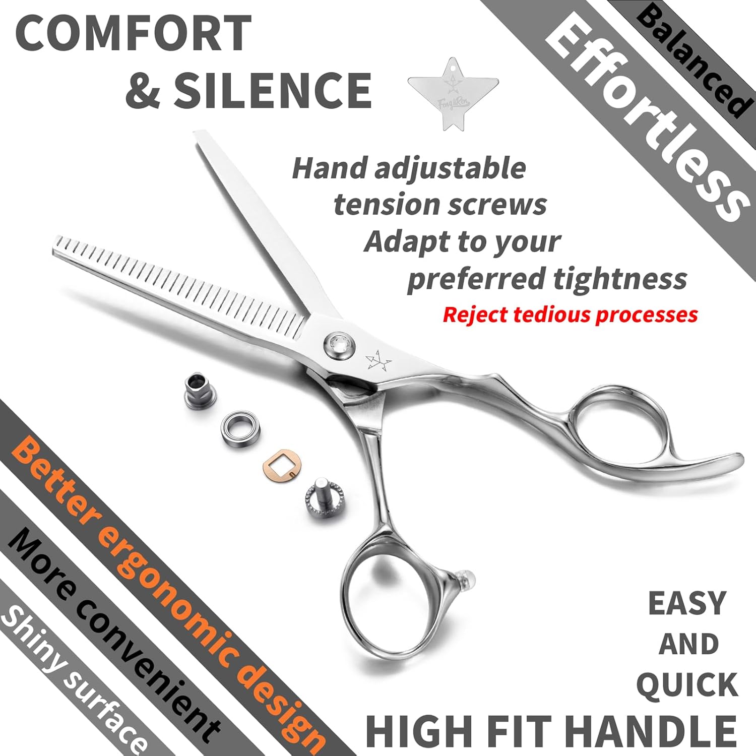 Professional Sharp Barber Hair Cutting Scissors Hairdresser Shears for Hair 6.3 Inch Haircut Scissor Made of Stainless Steel for Hairdressing Salon and Home Use (6.3inch)