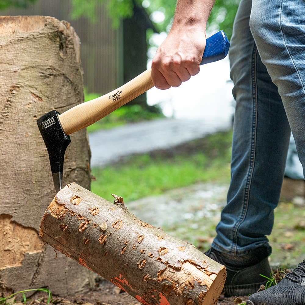 Germania Sappie aus Eschenholz - Sappiekopf 550g -Länge 40cm - Stiel aus Eschenholz - Forstwerkzeug für Holz - Holzzange - Holzheberhaken - Wendehaken & Hammer