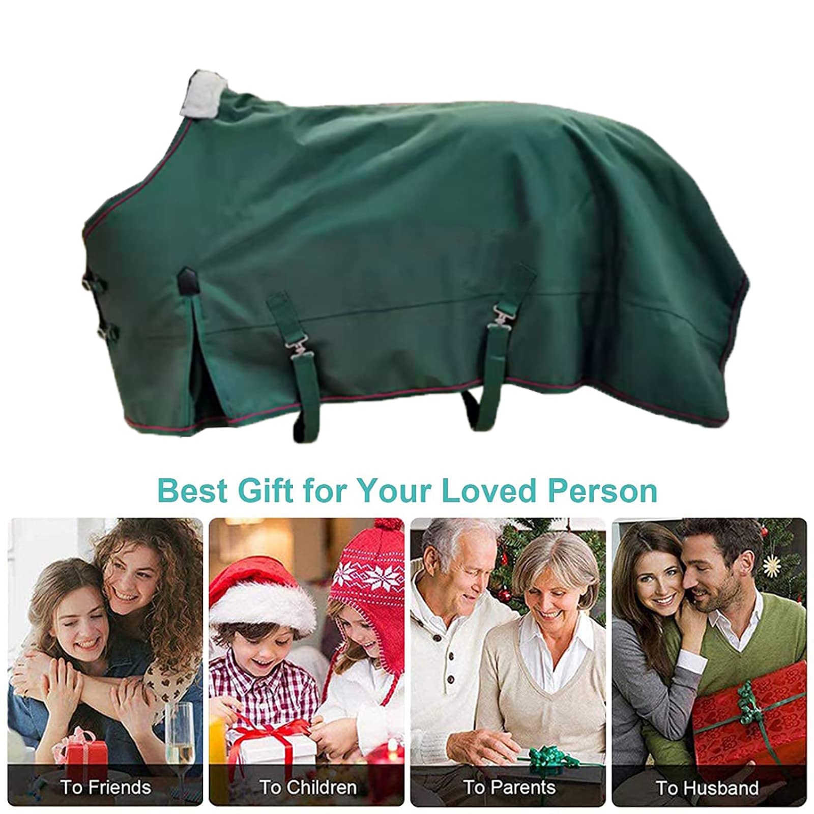 Alfombra ecuestre con forro de algodón Manta de peso pesado verde 1200D, manta impermeable for caballo de invierno, térmica, cómoda for hombres y mujeres, equipo for montar a caballo al aire libre 0