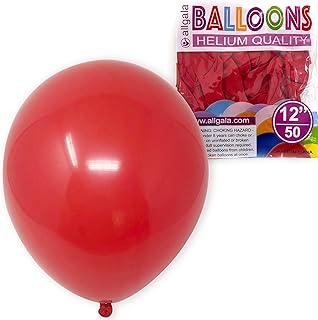 Allgala RED Balloons 50 Pack 12 Inch Helium Grade Latex Bulk Balloon Pack Ideal