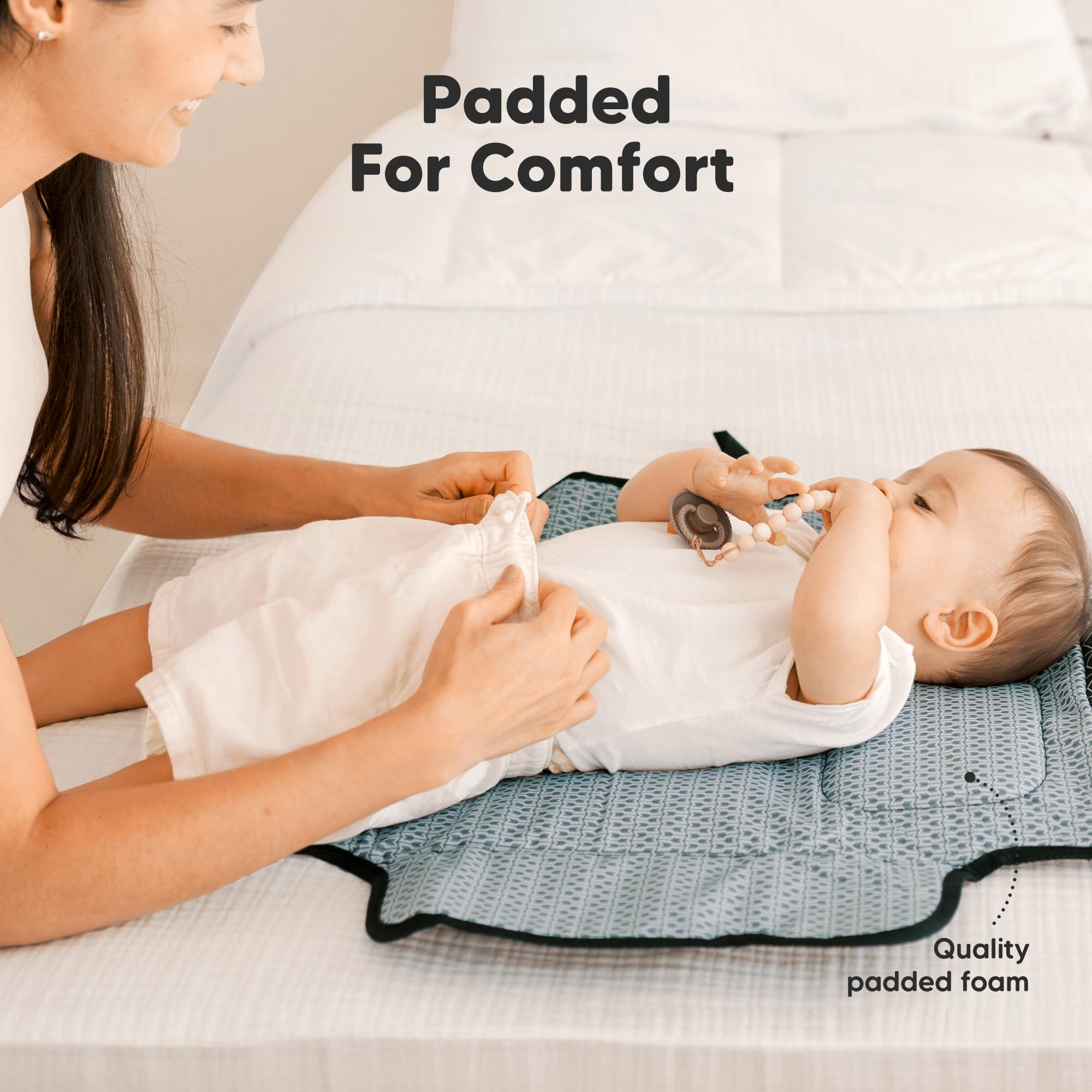 Coussin à Langer Pour Bébé - Tapis à Langer Portable Imperméable à L'eau - Station à Langer Pliante - Coussinets à Langer De Voyage - Pochette à Langer - Cadeau Pour Bébé (Black Geo)