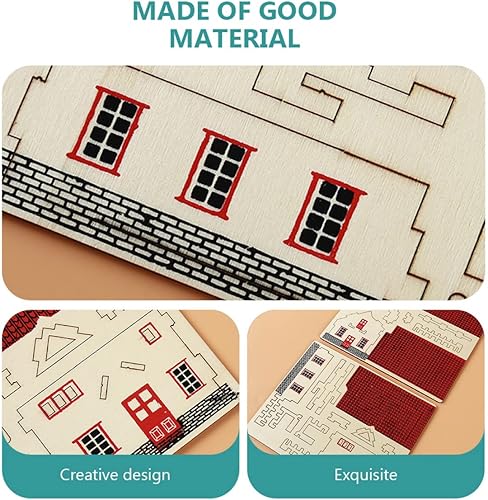 Miniatura 7 de Kisangel 2 juegos de rompecabezas de madera, modelos de casa, casas de ensamblaje de madera, manualidades creativas para regalo de cumpleaños y