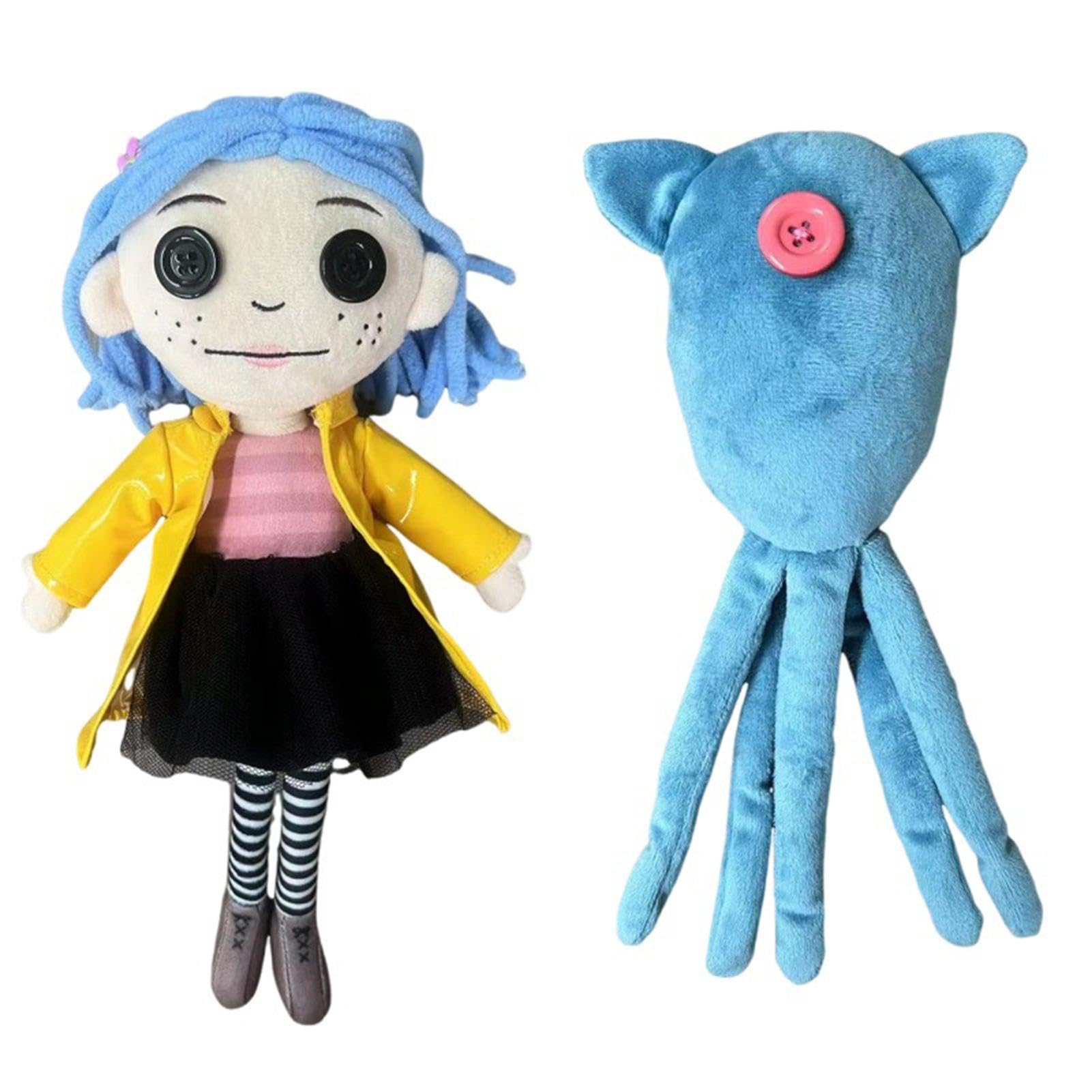 Coralines Squid Plush Doll Funny Blue Octopus Plush With Button