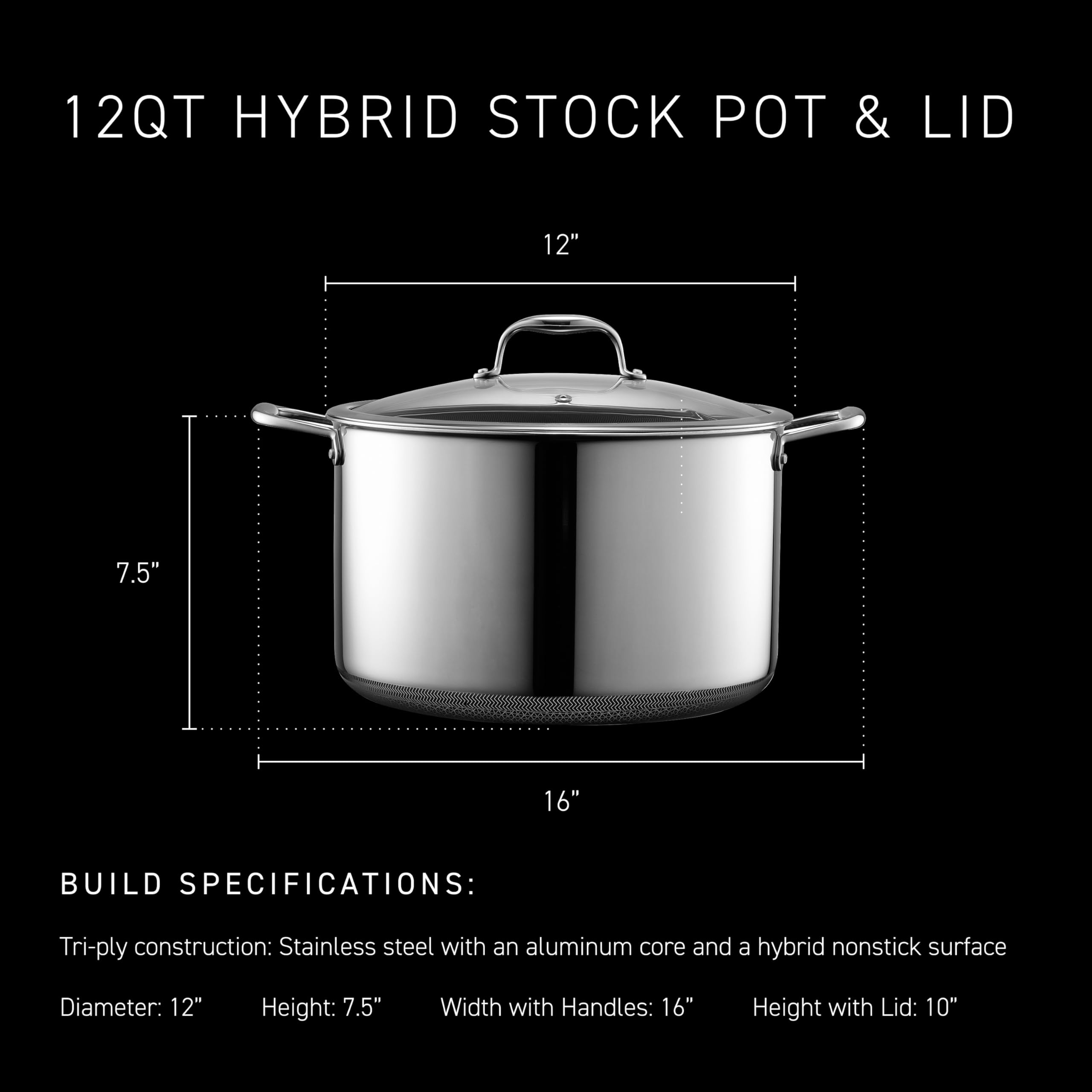 Amazon.com: HexClad 12 Quart Hybrid Nonstick Stock Pot with Lid