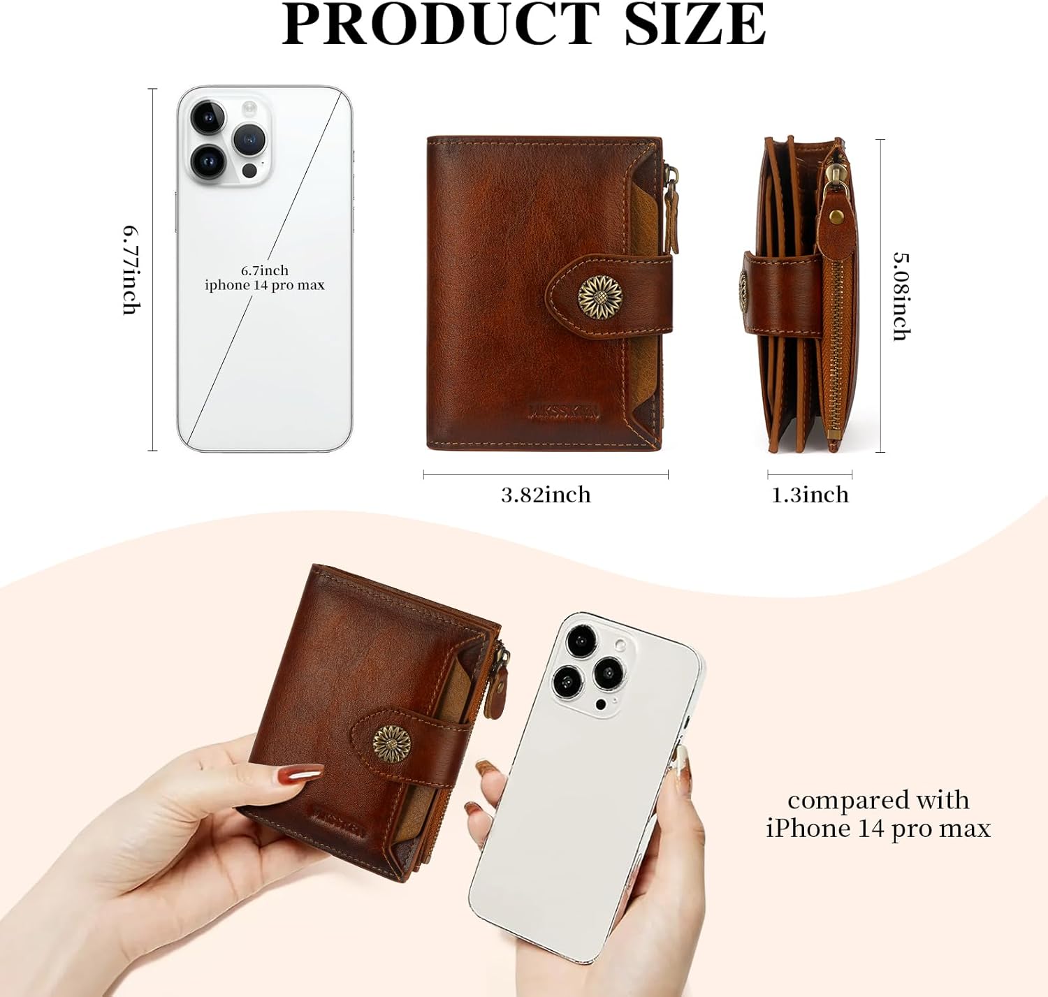 RFID Wallet Women,Bifold Leather Womens Wallet,Compact Designer Carteras Para Mujer Card Holder with Removable ID Window(darkbrown) - Image 4