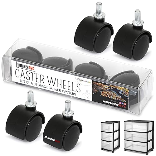 4 ruedas giratorias para carritos de 3 cajones Sterilite y unidades de cajones de almacenamiento, ruedas de repuesto de 1 1/2 pulgadas por NUMBERNYC