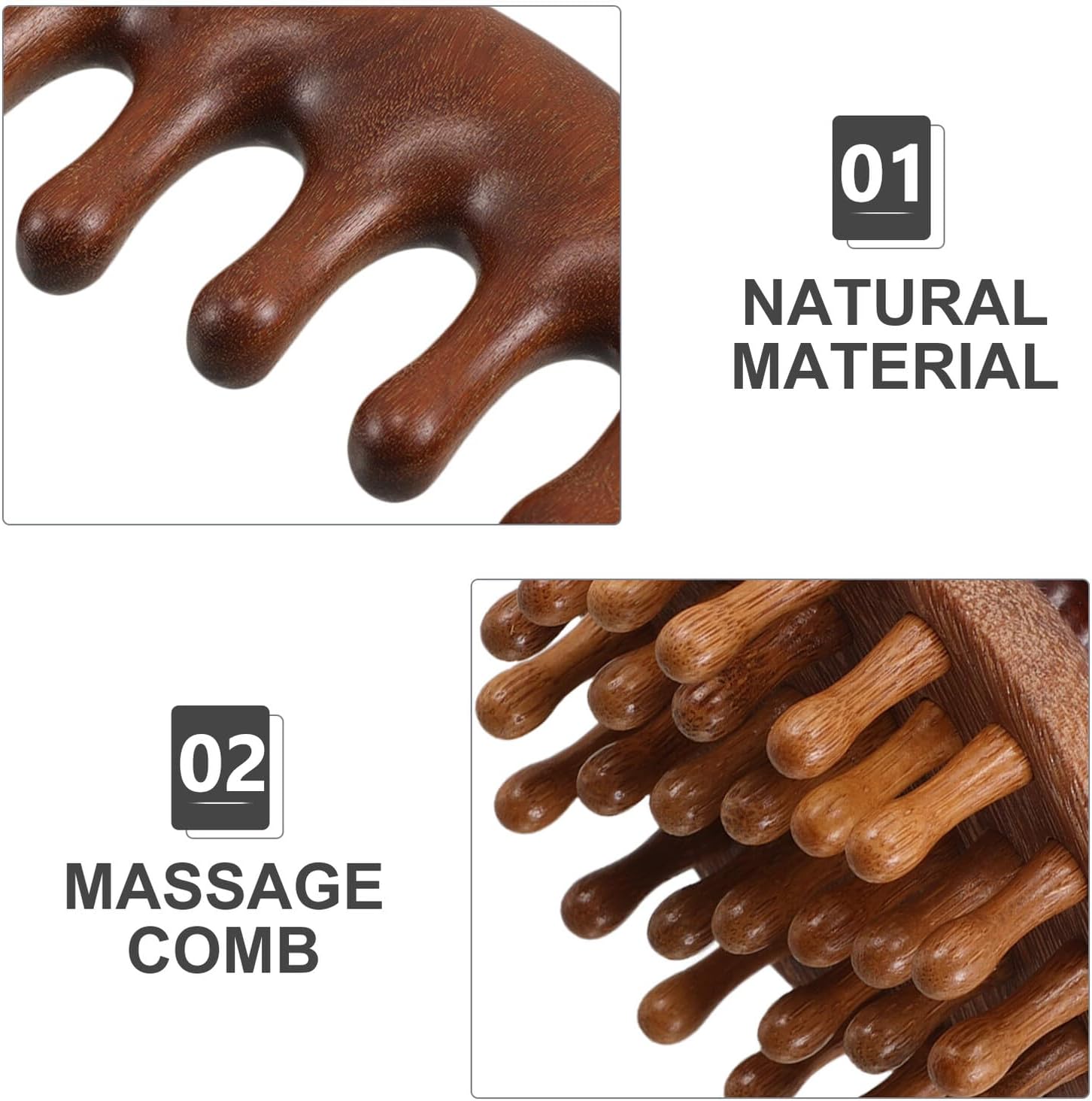 Wooden Scalp Massager Comb Set – 2pcs Handheld Hair Comb Massager for Deep Scalp Massage and Body Shaping Relaxation – Natural Wood Head Massage Tool for Men and Women