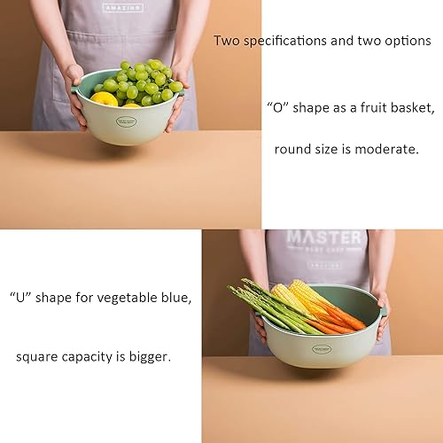 Miniatura 3 de Colador de cocina juego de 2, 2 en 1, cuenco de lavado multifunción 2 en 1 y colador, lavabo de drenaje desmontable de doble capa y cesta, coladores