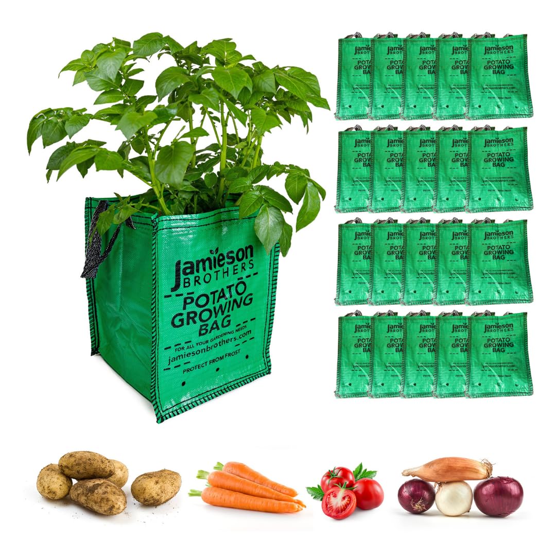 Jba Seed Potatoes Green 20 X Potato Planter Bags Suitable For Growing All Vegetables All Year Round 18"X12"X12" Has Drainage Holes And Carry Handles- By Jamieson Brothers
