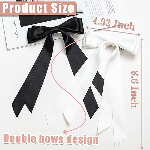 Miniatura 2 de Lazos para el pelo, 2 lazos grandes de doble cinta para mujeres, lazos para el pelo, lazos para el pelo, pinzas para el pelo, pinzas para el pelo