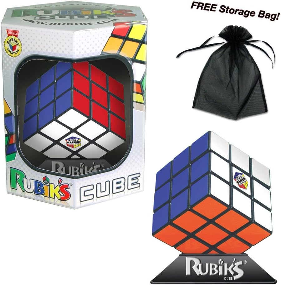 Rubiks Original 3x3 Cube. Includes Free Mesh Storage Bag.