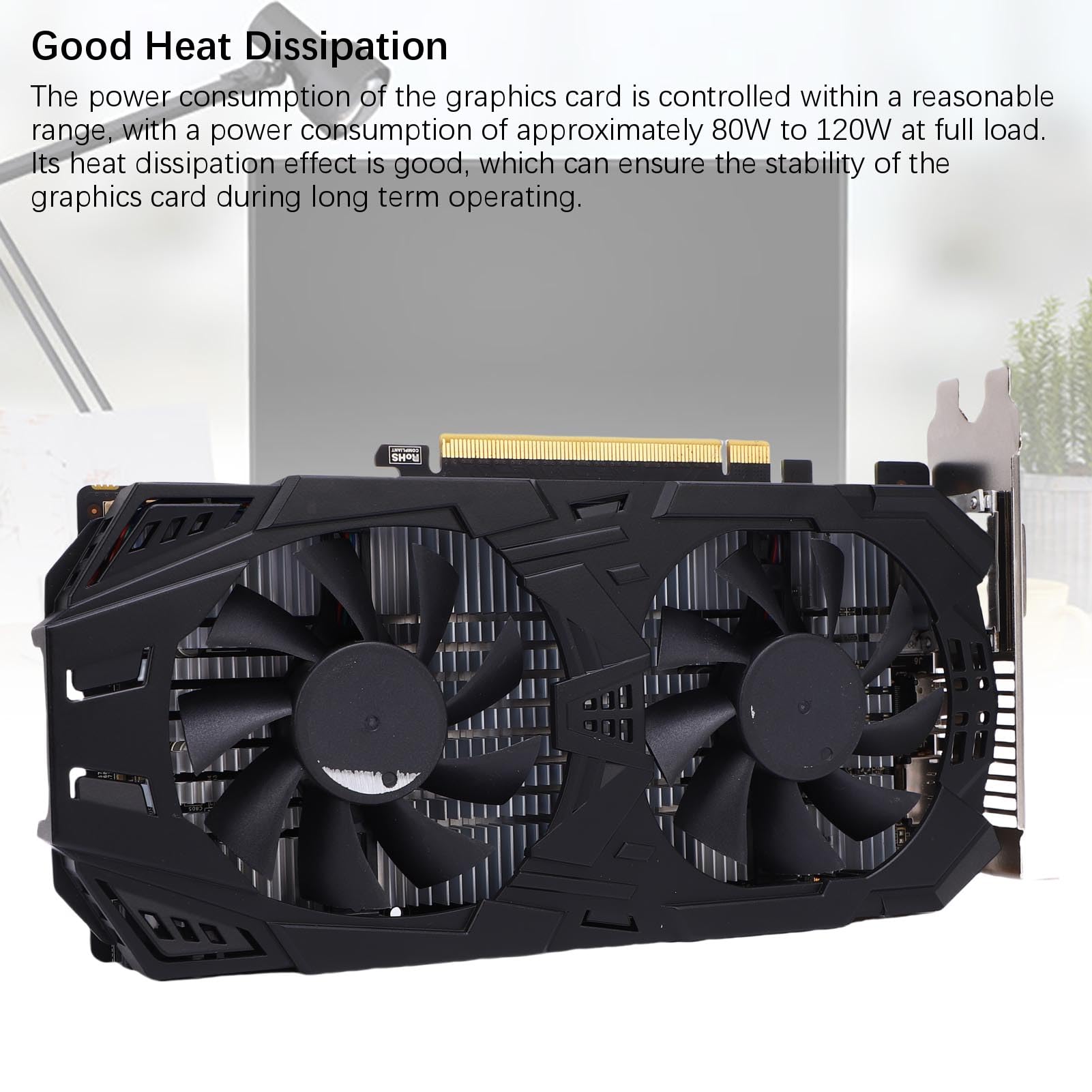 Cuifati GDDR5 2GB Computergrafikkarte, 128 -Bit -PCIe 3.0 X16 Gaming -Grafikkarte mit 2 Cooling -Lüfter, PC -GPU für Gaming, mit HD Multimedia Interface Display Port DVI -Schnittstelle