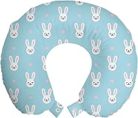 Vista 349 de Lunarable Teal Travel Pillow Neck Rest, Aquatic Fauna Theme Hand Drawn Style Various Starfish in Blue Shades, Memory Foam Traveling Accessory for