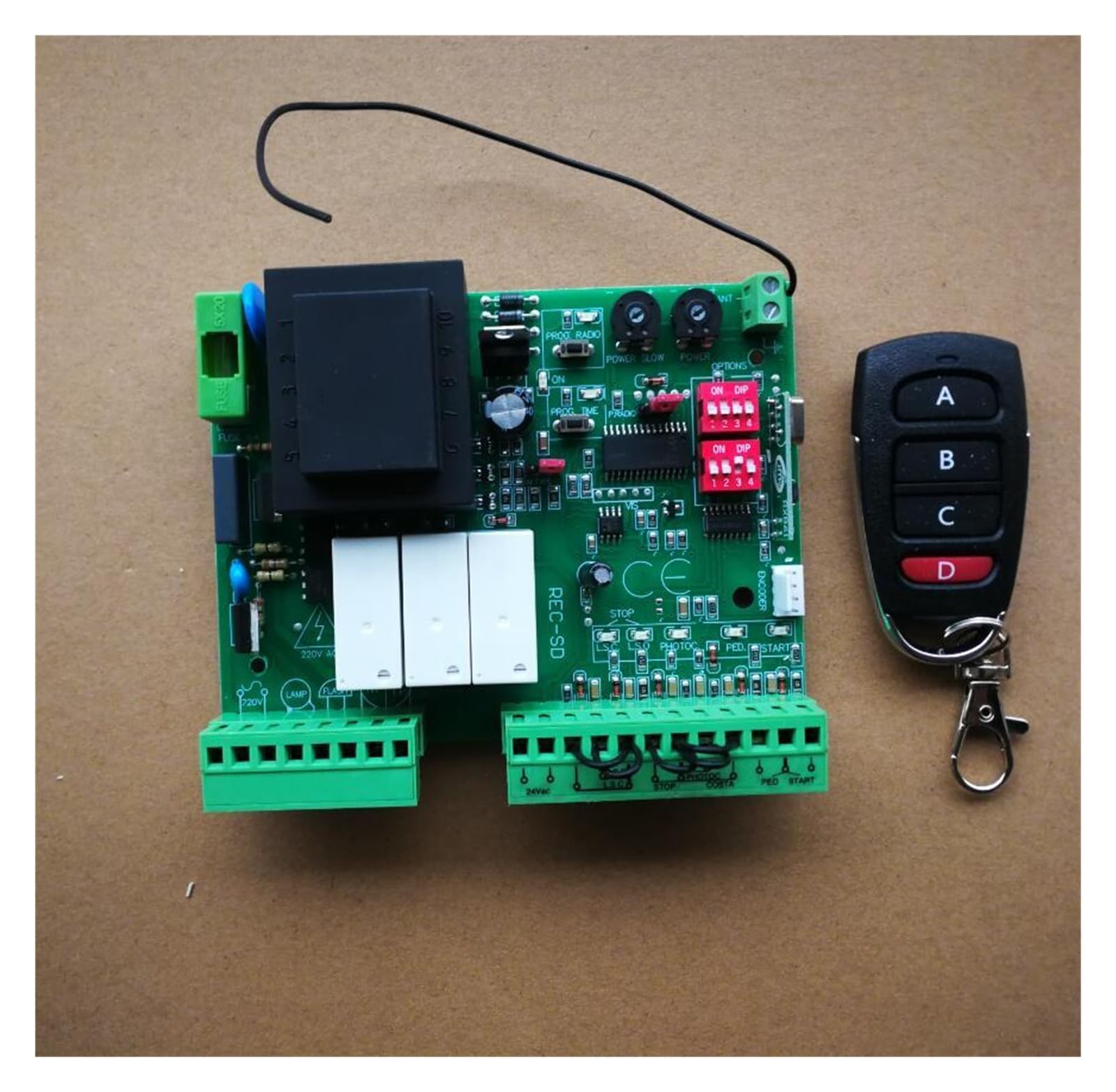 Mjfvn 1 Remote Gate Motor Controller Circuit Board Electronic Card For Sliding Gate Opener 220V Ac Model 433.92Mhz(1 Remote)