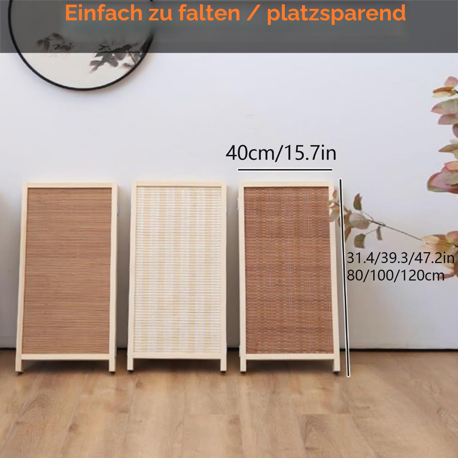 QINGYAN Dekorationen for Das Zuhause, 3/4/5-Panel-Trennwand, Mini-Faltschirm, Tragbare Sichtschutz-Trennwanddekoration for Das Büro(40X80CM-5PCS)