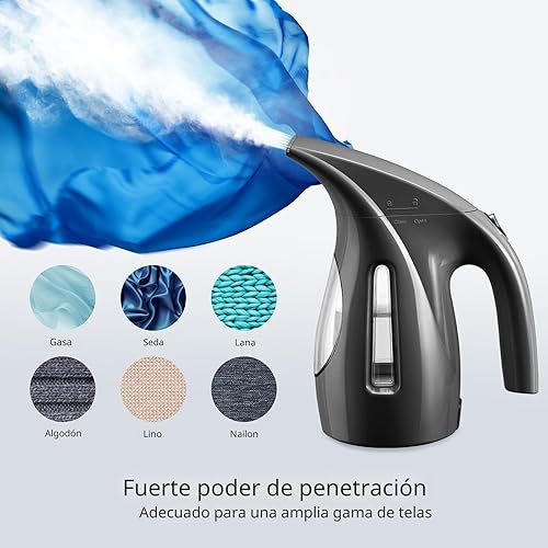 Miniatura 4 de HiLIFE Vaporizador para ropa, diseño portátil de mano, gran capacidad de 240ml, 700W, vapor penetrante fuerte, elimina arrugas, para el hogar,
