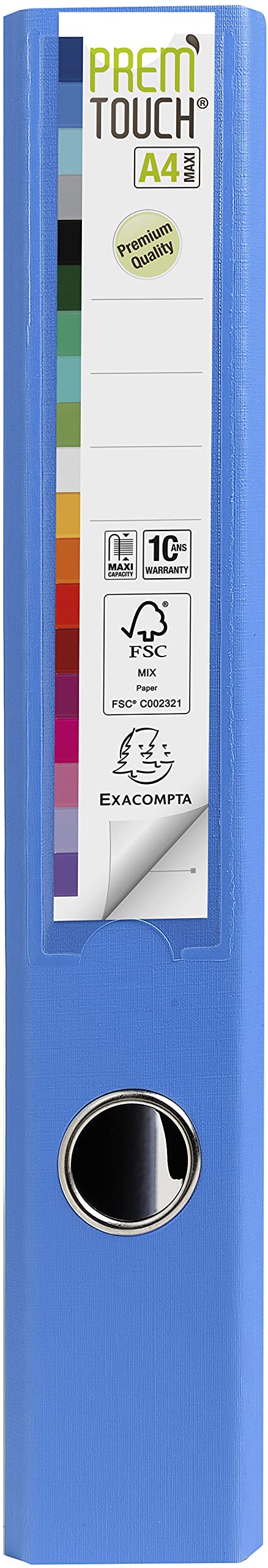 Exacompta 53142E 10er Pack Premium Kunststoff-Ordner Prem´Touch. 5 cm schmal DIN A4 MAXI Ringordner Aktenordner Briefordner Büroordner Plastikordner Schlitzordner blau