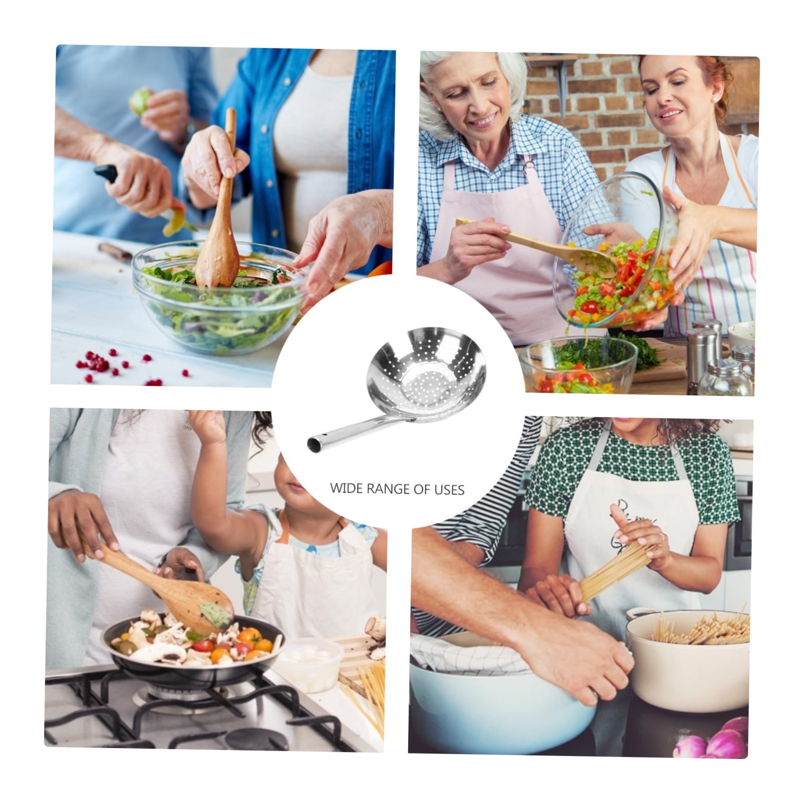 Colador de Acero Inoxidable para Cocina Colador Multifunción para Freír y Escurrir Alimentos Práctico para Familias y Restaurantes Fácil de Limpiar y Almacenar