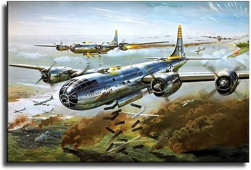 LVUPIIG Póster de bombardero estratégico B-29 de la Segunda Guerra Mundial, pintura decorativa en lienzo, arte de pared, póster de sala de estar,