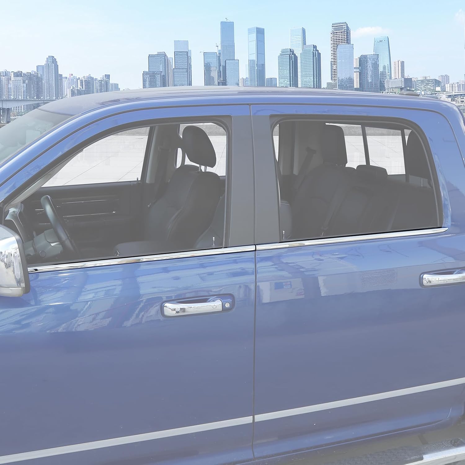 Stainless Steel Outer Window Sill Molding Cover 4Pcs Compatible with 2010-2017 Dodge RAM 1500 2500 3500 Exterior Accessoriesr(Chrome)