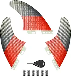 FGM Conjunto de 3 quilhas de prancha de surf de fibra de vidro Honeycomb - Barbatanas de surf com aba dupla para shortboards, paddleboards e longboards - Inclui ferramentas de instalação e bolsa de