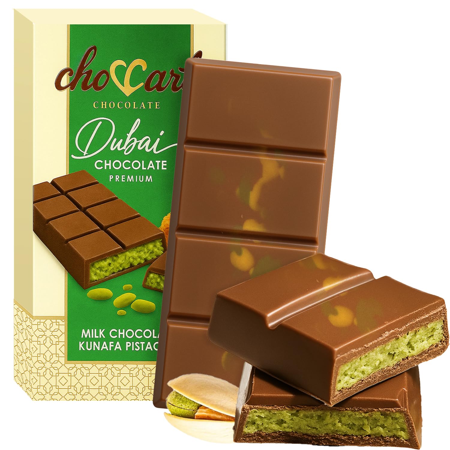 Dubai Chocolate Bar Variety Pack 5 Pcs – Pistachio Kunafa, Lotus, Angel Hair & Strawberry Cheesecake Chocolate Gift Box | Assorted Gourmet Middle Eastern Chocolates