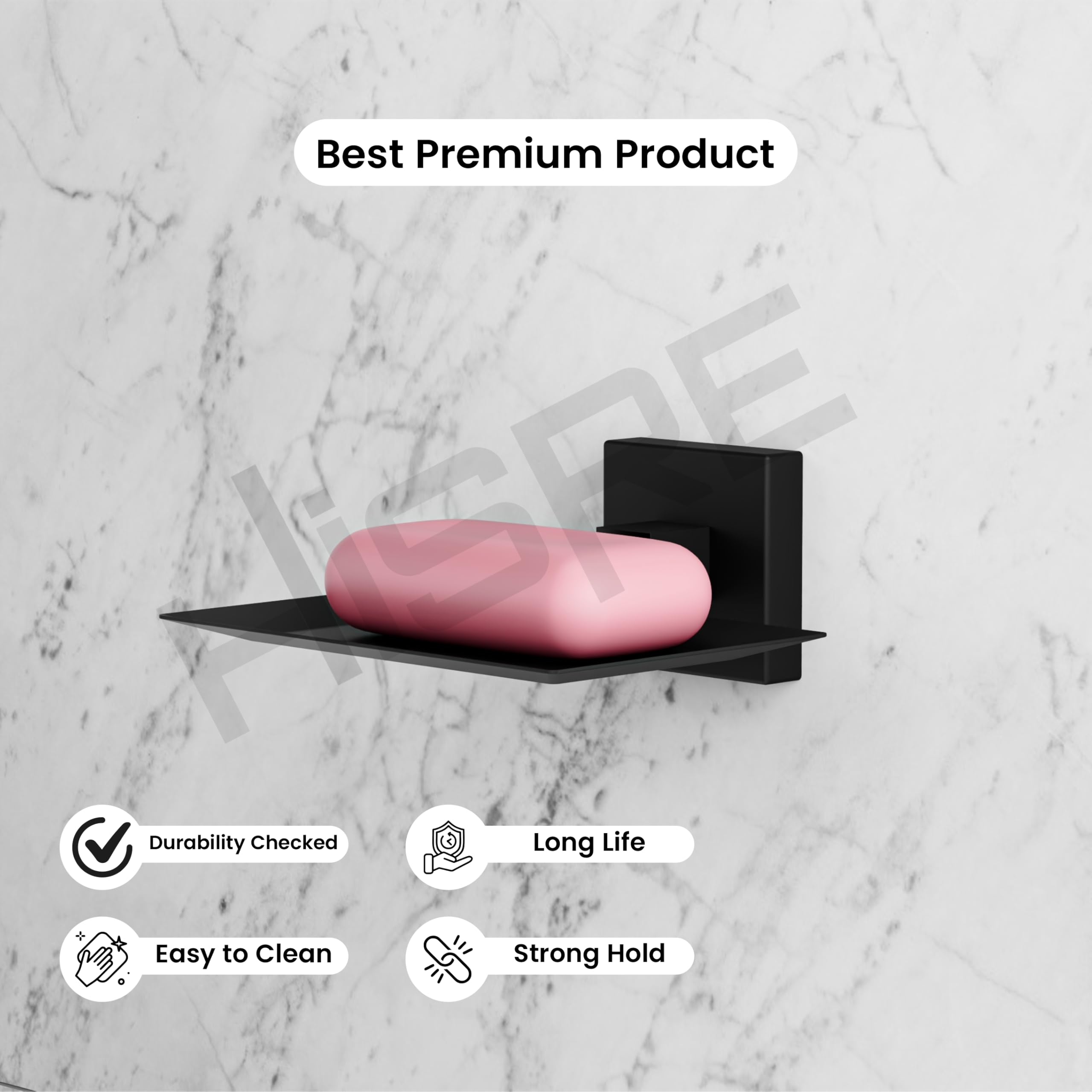HISRE Premium Matte Black Soap Dish with Wall Mount | Stainless Steel Bathroom Soap Holder | Rustproof, Water-Resistant Soap Tray for Home, Hotel & Office, photo 4 of 5