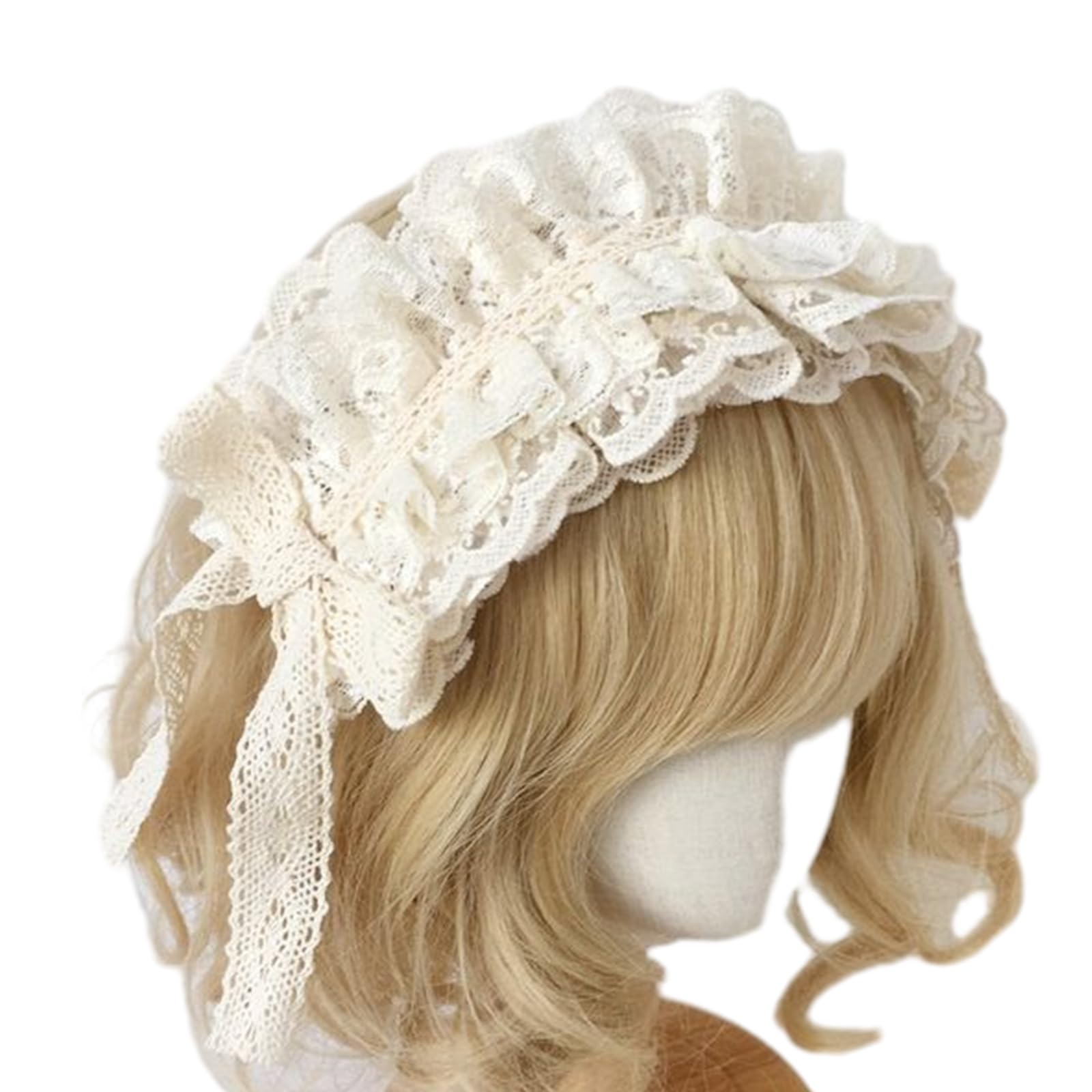 Fentency Anime Maid Headband for Girls French Ruffle Lace Headband with Ribbon Bowknot ComicShow Masquerade Balls Hairband