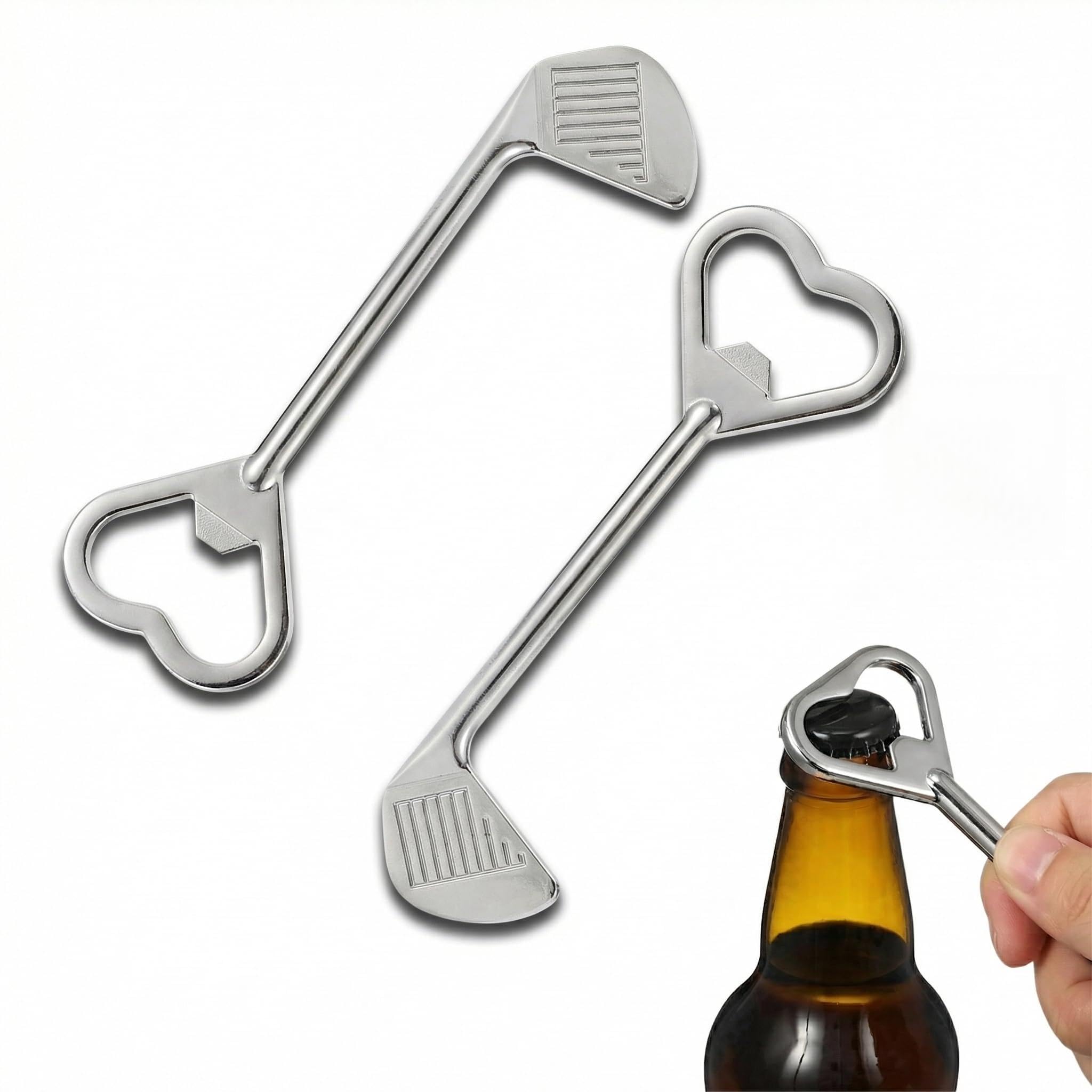 2 PC Golf Club Shape Bottle Opener, Golf Gifts for Men UK Funny Novelty Beer Opener, Unique Presents for Fathers Day Christmas Birthday Golfers, Perfect Kitchen Tool for Parties