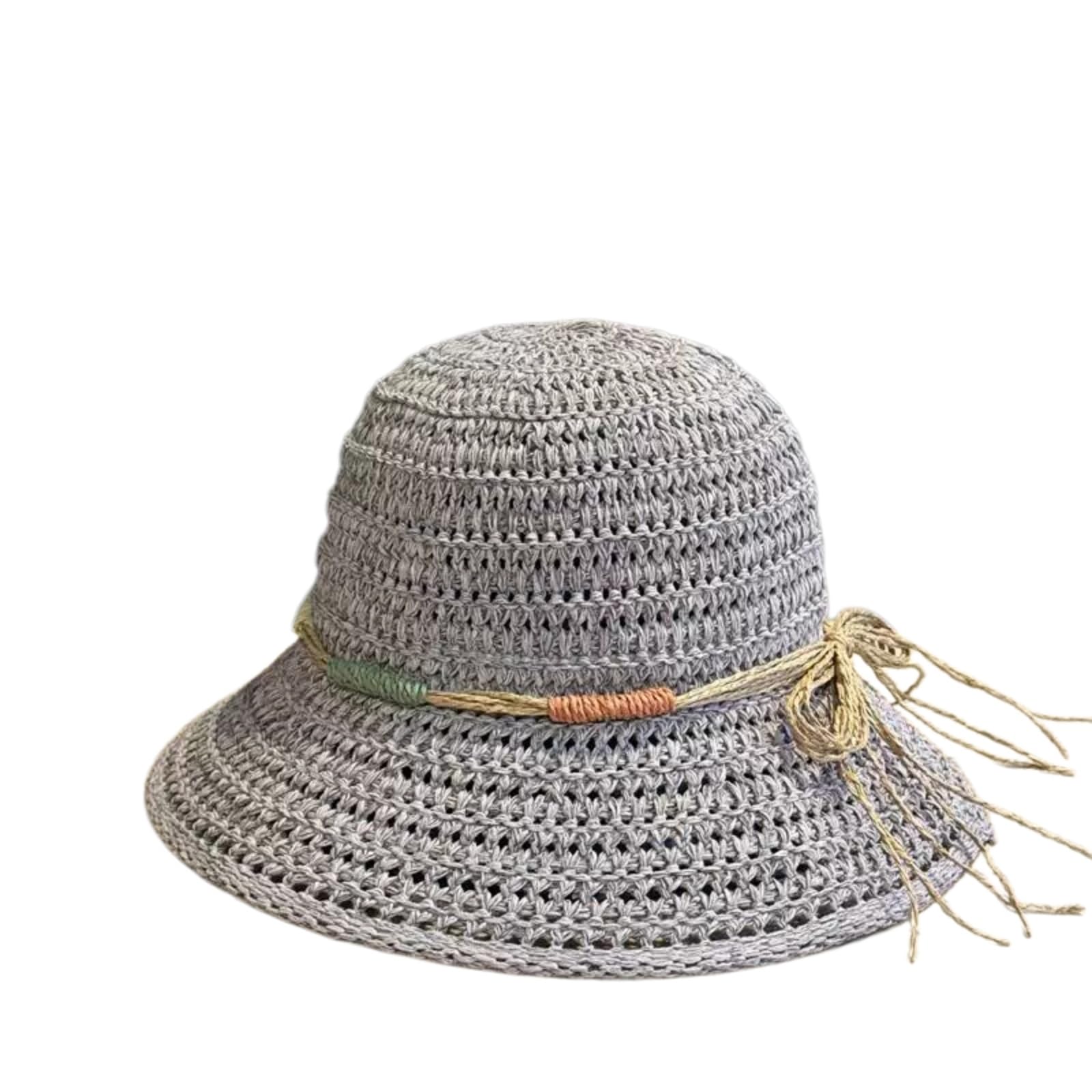 Cappellino da Baseball,Cappello Pescatore Moda Donne Cappello Secchio all'Uncinetto, Leggero di Paglia con Design Pieghevole per Gite All'aperto-qianhui
