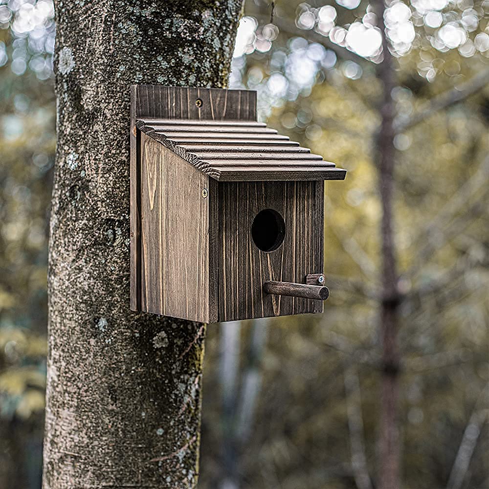 Wooden Bird House Wood Bird House for Outside with Pole for Finch Bluebird, Cardinals - Image 2