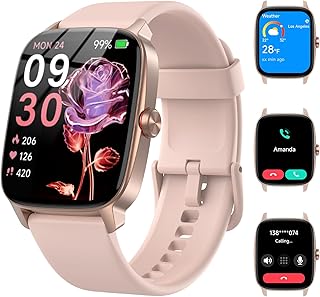 Relojes inteligentes para mujeres y hombres con llamada Bluetooth y voz AI, monitor de actividad física HD de 1.85 pulgadas con monitor de sueño SpO2 de frecuencia cardíaca, más de 100 modos